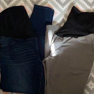 Two pairs of maternity pants.